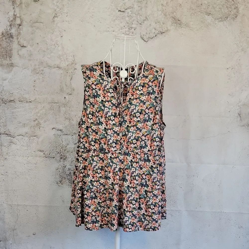 Torrid Floral Sleeveless Blouse Multicolor Womens Size XL